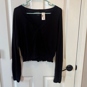 Aeropostale Black V-Neck Blouse